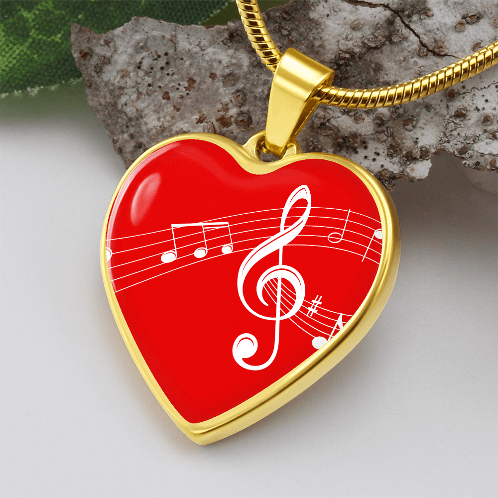 The Music Notes Pendant - Personalizable With Engraving Option - Red