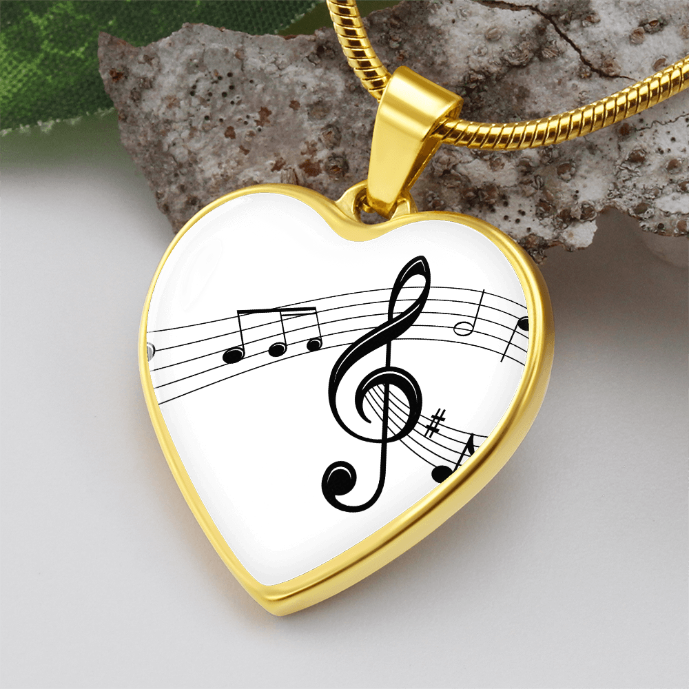 The Music Notes Pendant - Personalizable With Engraving Option - White