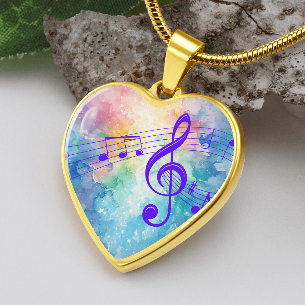 The Music Notes Pendant - Personalizable With Engraving Option - Rainbow Pastel