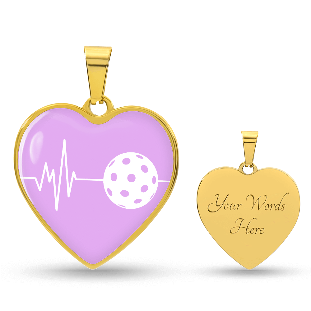 The Pickleball Heartbeat Pendant - Personalizable With Engraving Option - Purple