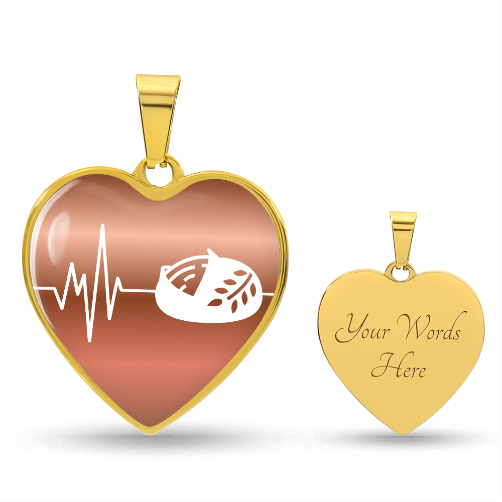 The Sourdough Heartbeat Pendant - Personalizable With Engraving Option - Dusty Gold Fade
