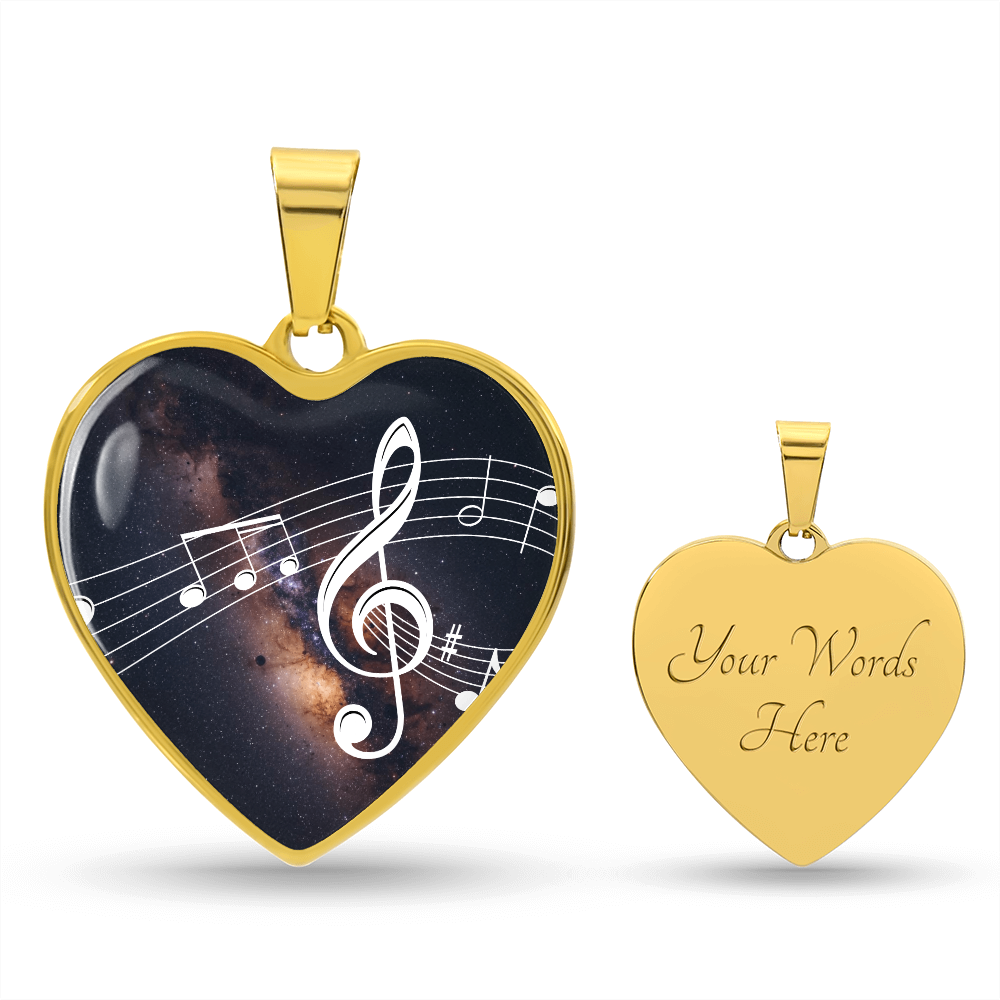 The Music Notes Pendant - Personalizable With Engraving Option - Dark Night Galaxy
