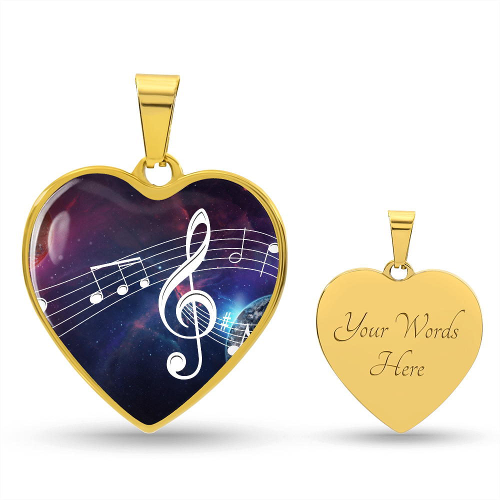 The Music Notes Pendant - Personalizable With Engraving Option - Celestial Night Sky
