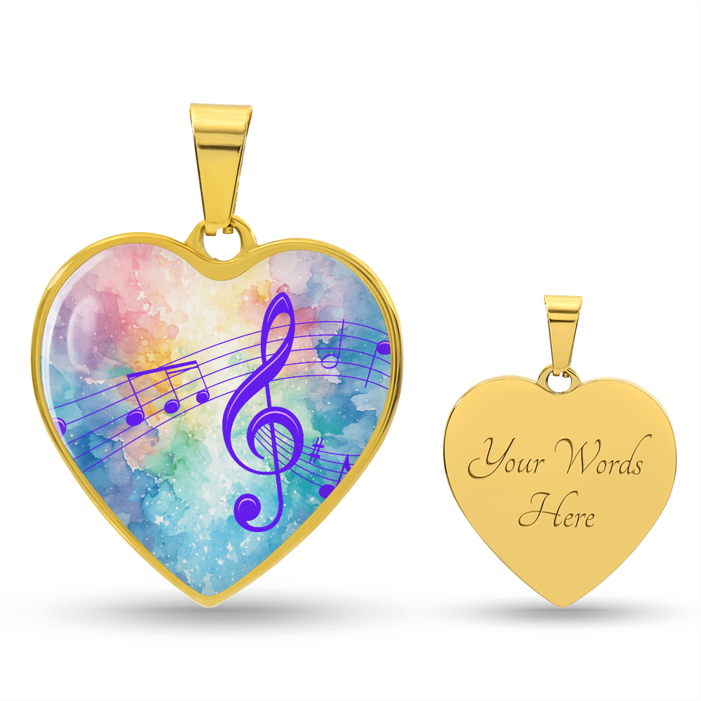 The Music Notes Pendant - Personalizable With Engraving Option - Rainbow Pastel