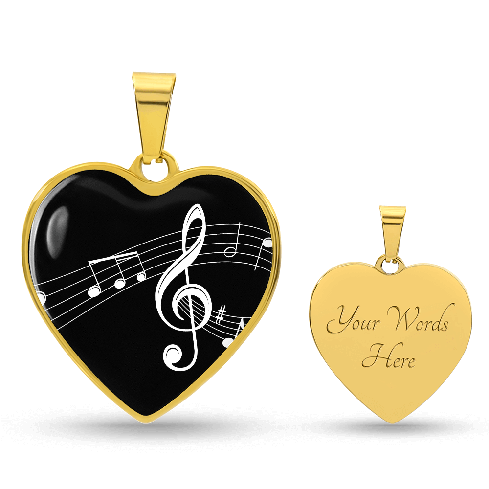 The Music Notes Pendant - Personalizable With Engraving Option - Black