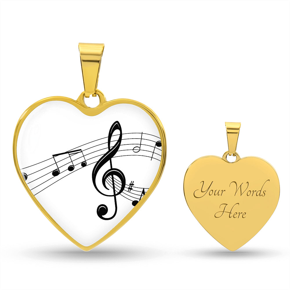 The Music Notes Pendant - Personalizable With Engraving Option - White