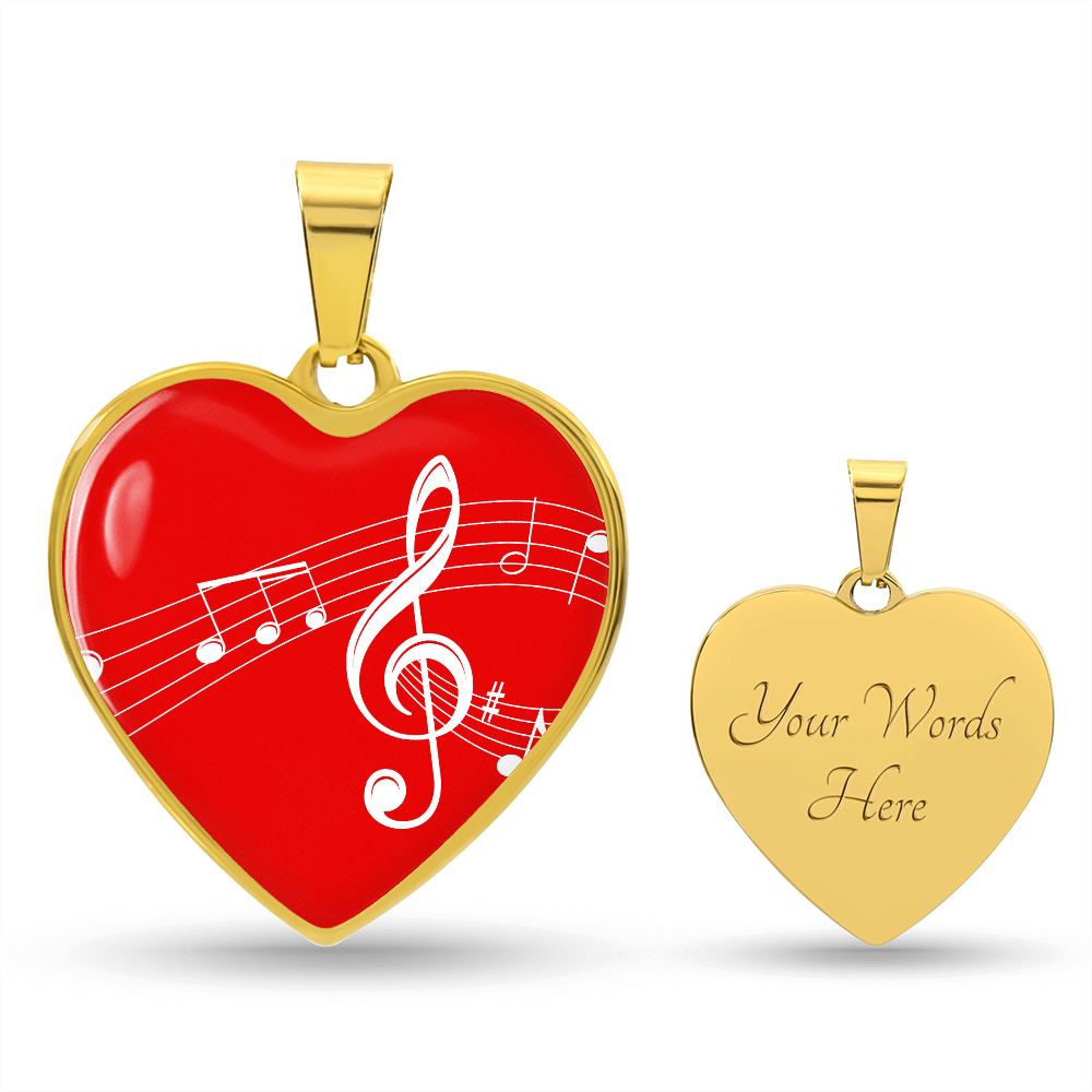 The Music Notes Pendant - Personalizable With Engraving Option - Red