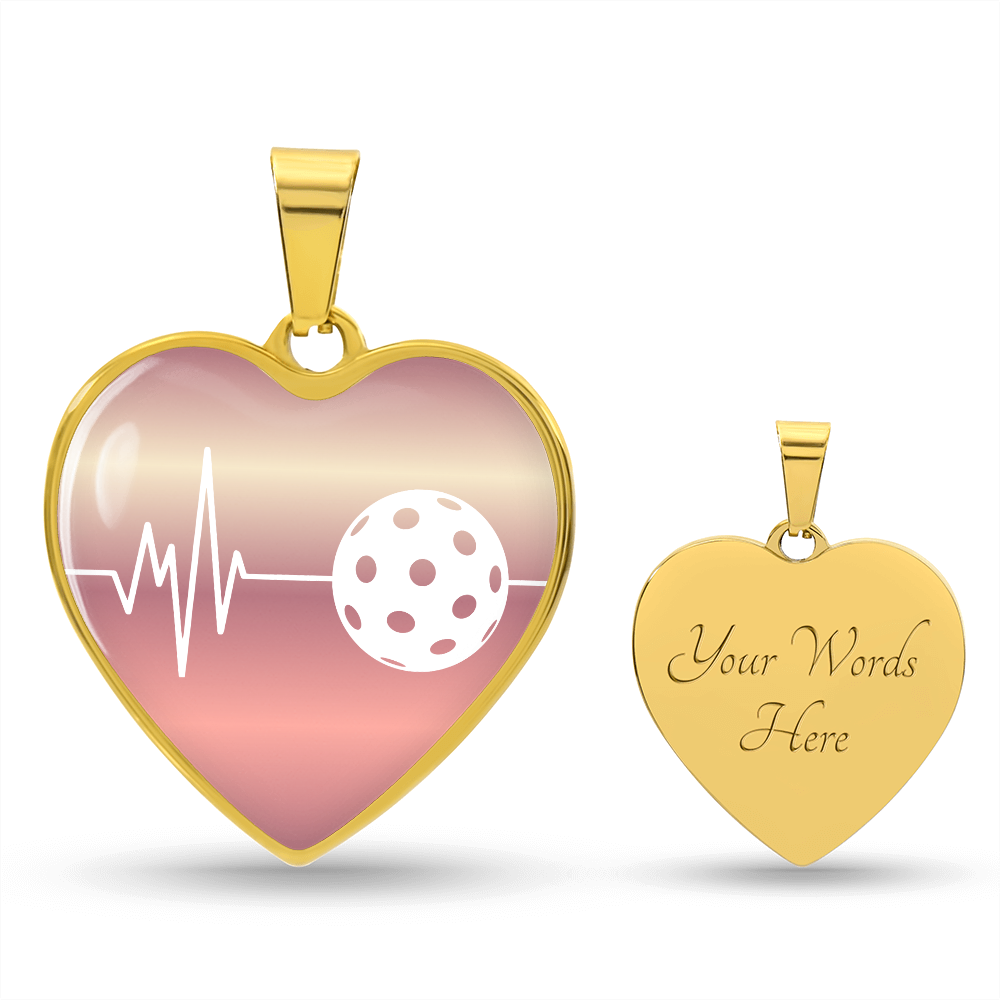 The Pickleball Heartbeat Pendant - Personalizable With Engraving Option - Light Pink Fade