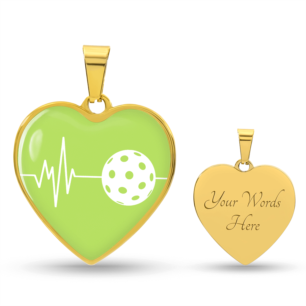 The Pickleball Heartbeat Pendant - Personalizable With Engraving Option - Green