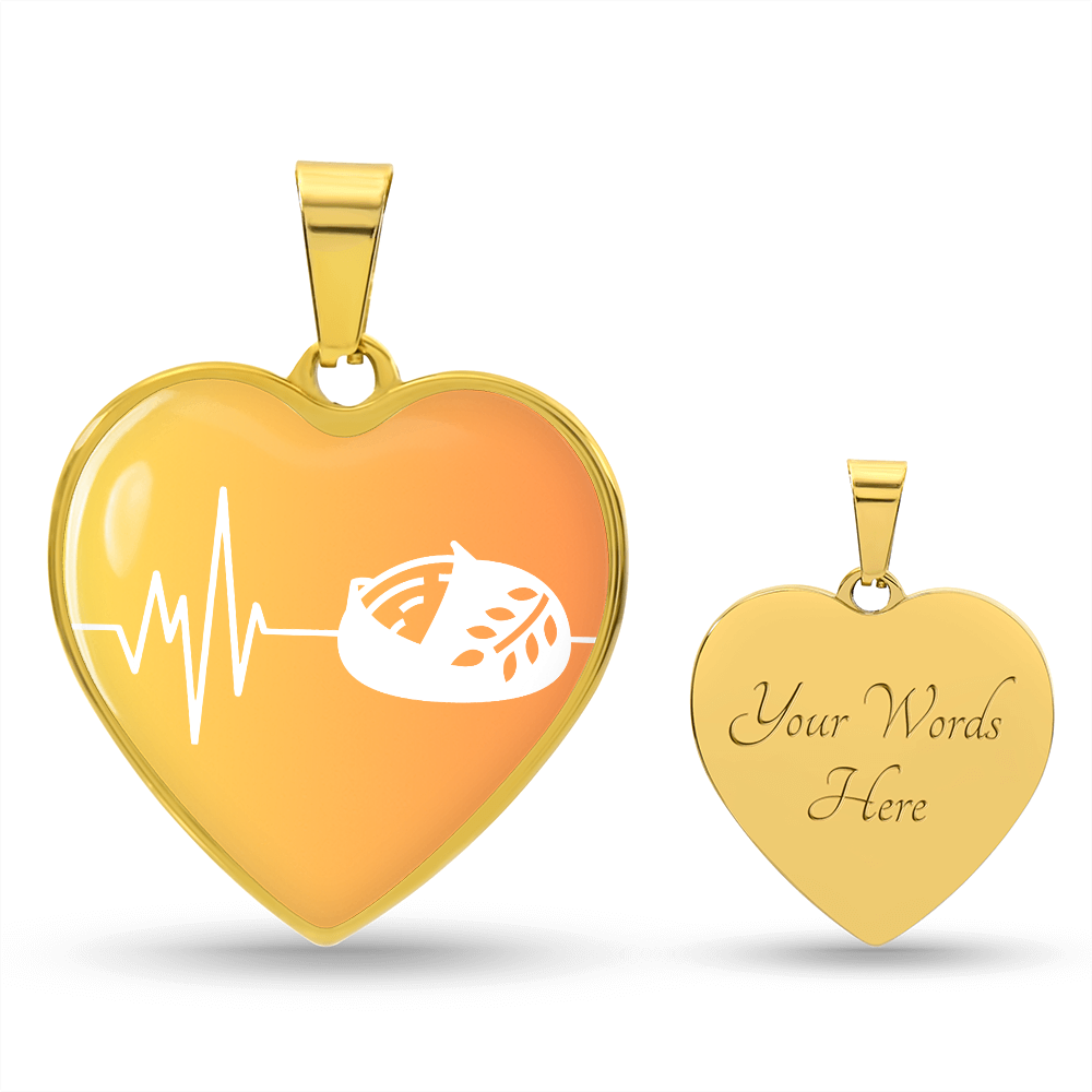 The Sourdough Heartbeat Pendant - Personalizable With Engraving Option - Yellow Orange Fade