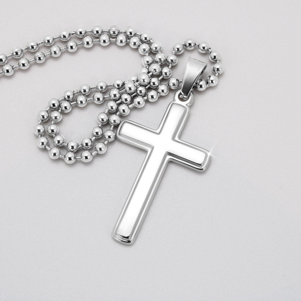 Engraved Artisan Cross For Grandson From Grandpa - Ball Chain