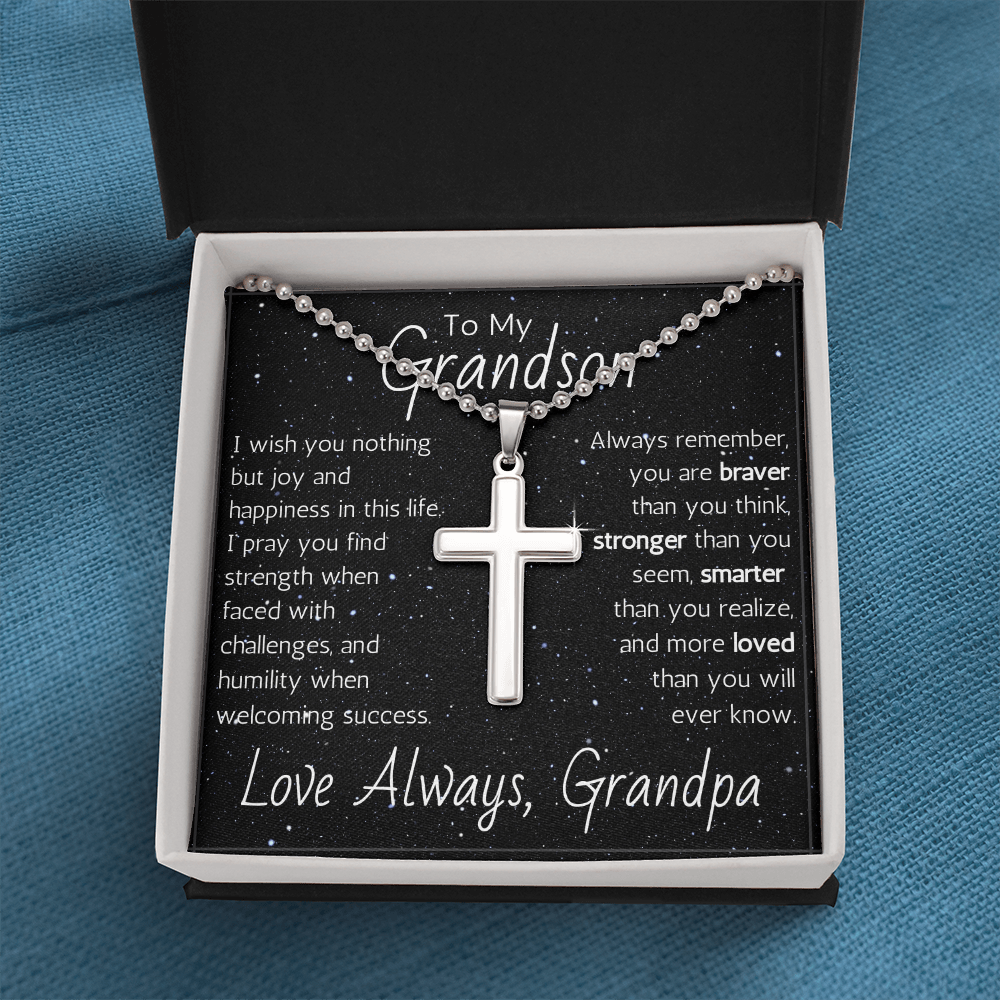 Artisan Cross For Grandson From Grandpa - Ball Chain