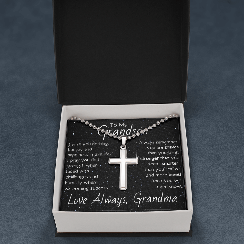 Artisan Cross For Grandson From Grandma - Ball Chain