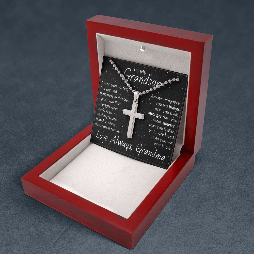 Artisan Cross For Grandson From Grandma - Ball Chain
