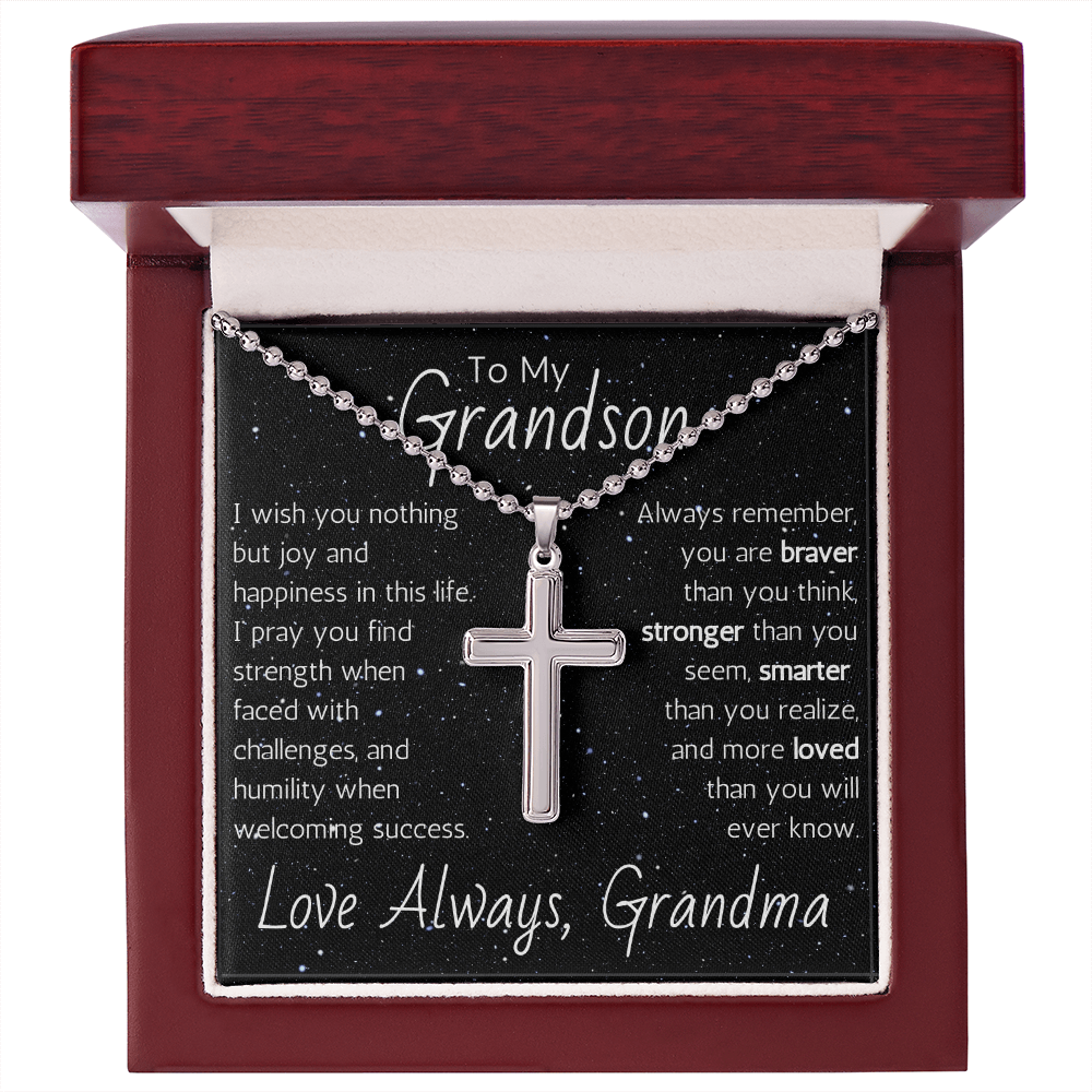 Artisan Cross For Grandson From Grandma - Ball Chain
