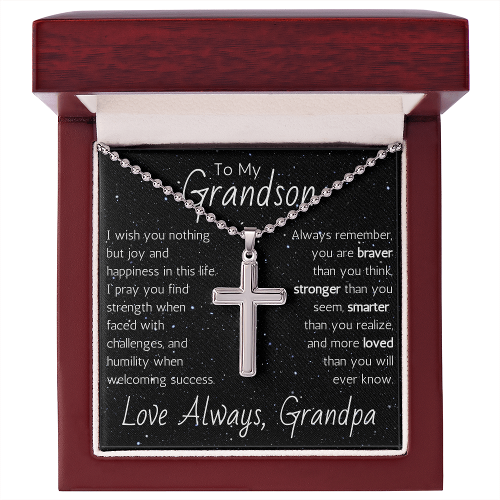 Artisan Cross For Grandson From Grandpa - Ball Chain