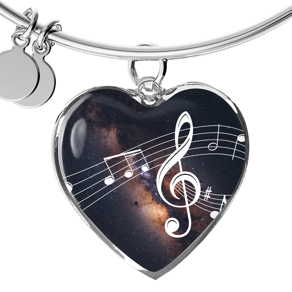The Music Notes Bracelet - Personalizable With Engraving Option - Dark Night Galaxy