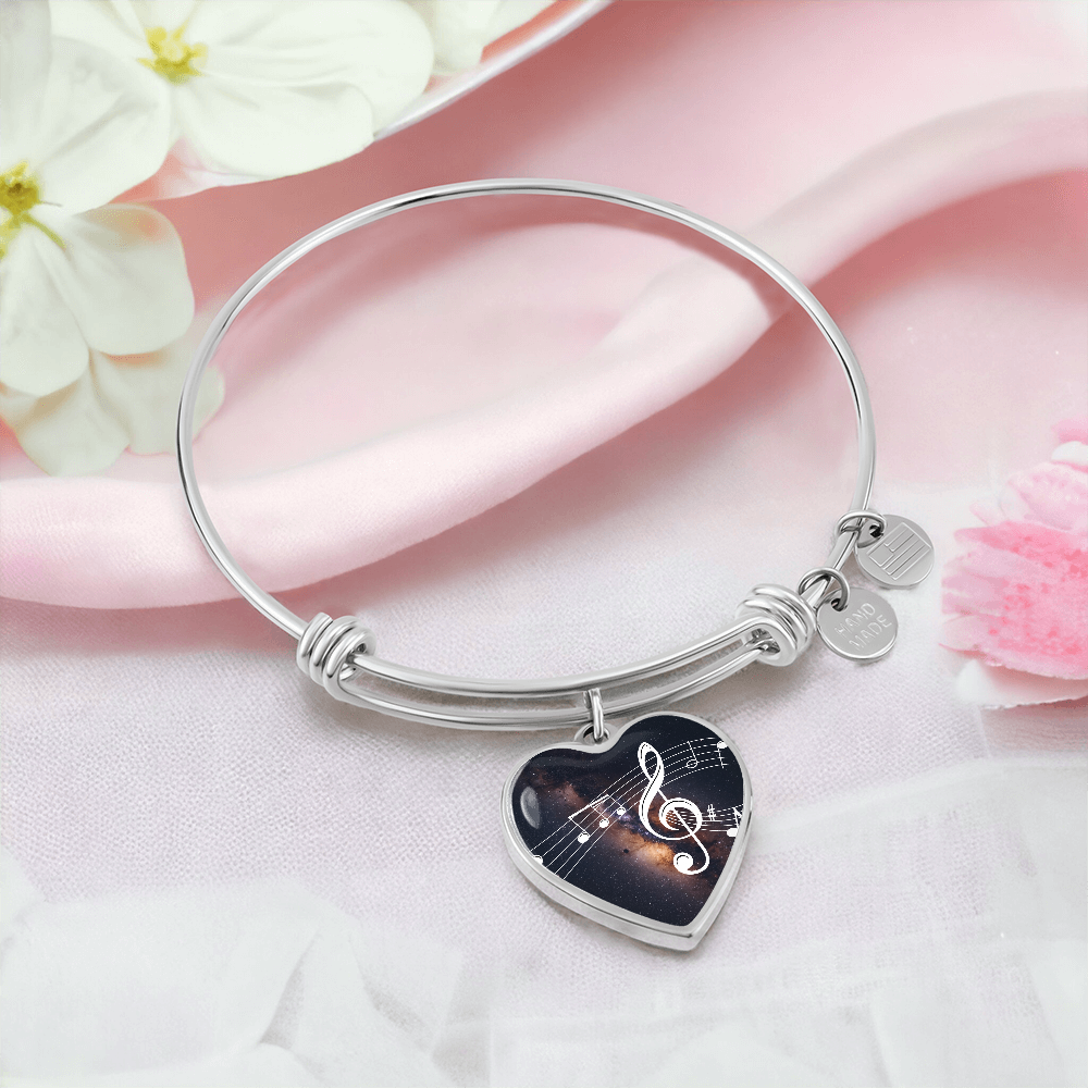 The Music Notes Bracelet - Personalizable With Engraving Option - Dark Night Galaxy