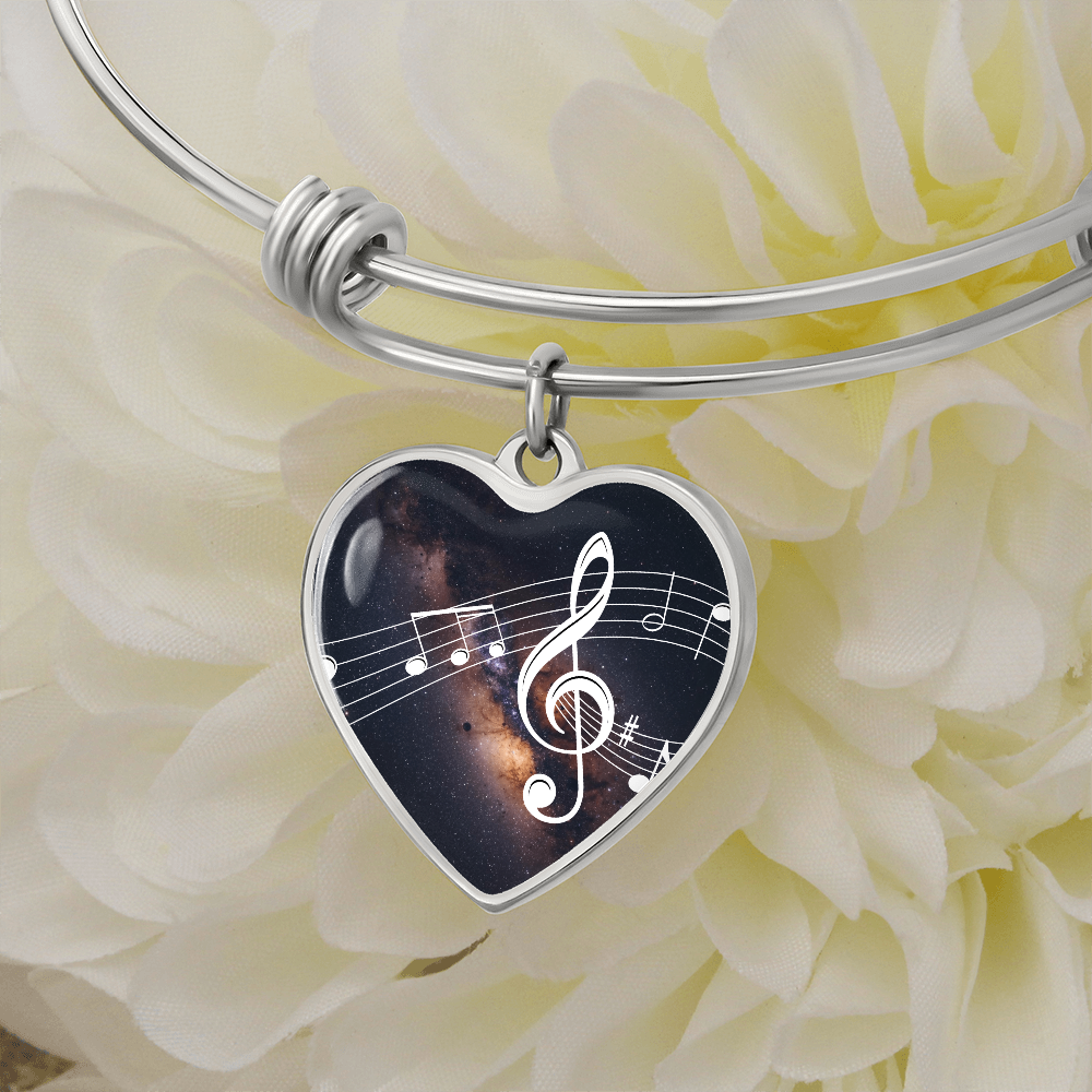The Music Notes Bracelet - Personalizable With Engraving Option - Dark Night Galaxy