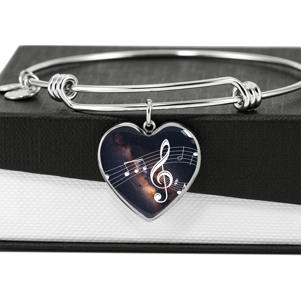 The Music Notes Bracelet - Personalizable With Engraving Option - Dark Night Galaxy