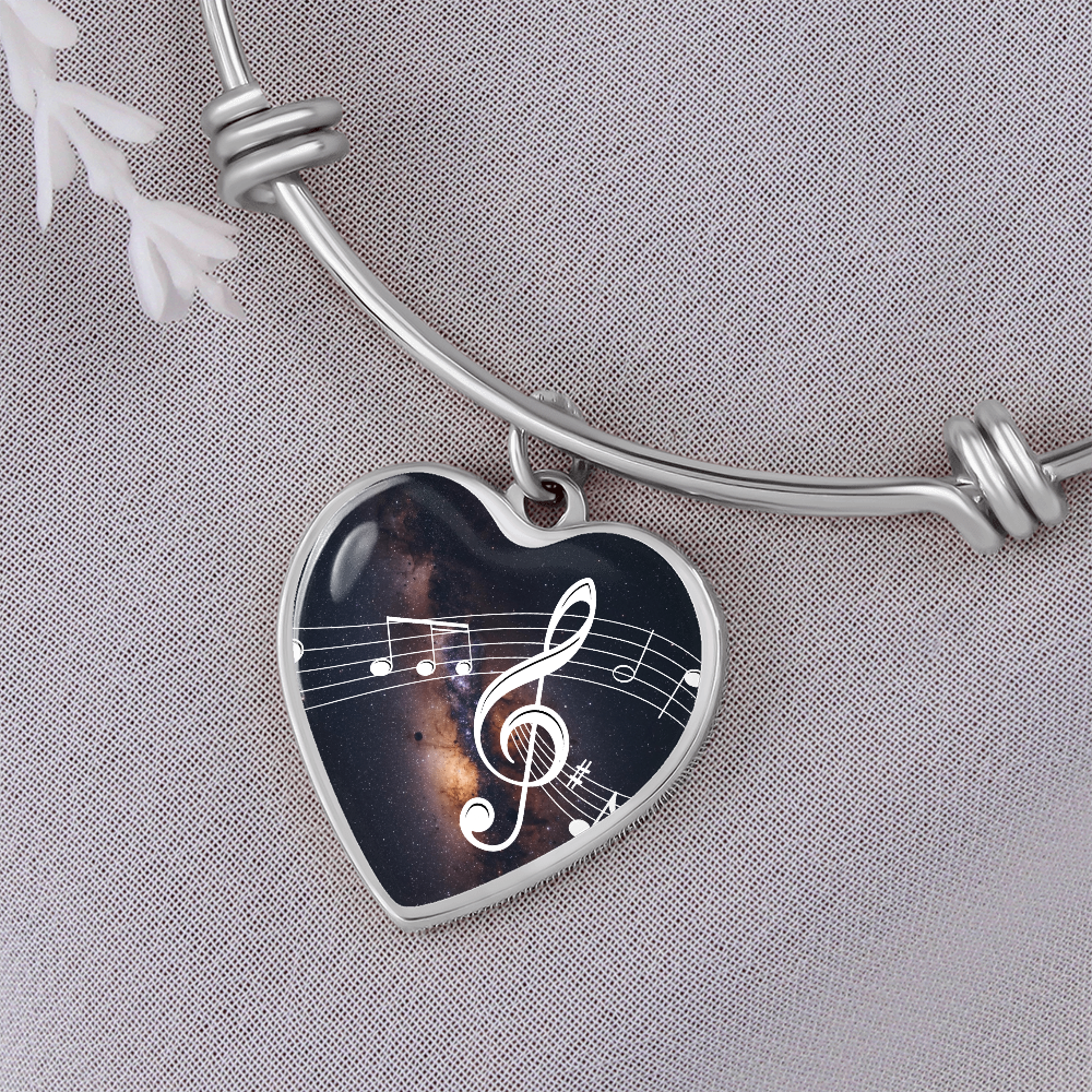 The Music Notes Bracelet - Personalizable With Engraving Option - Dark Night Galaxy