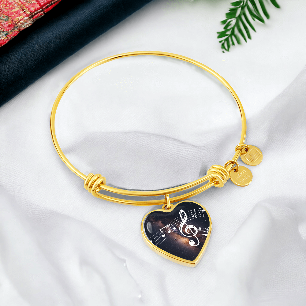 The Music Notes Bracelet - Personalizable With Engraving Option - Dark Night Galaxy