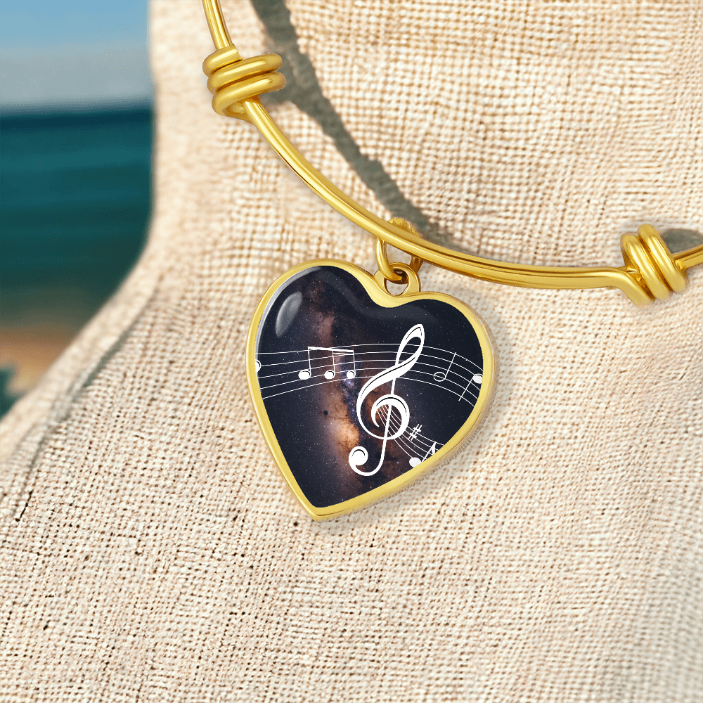 The Music Notes Bracelet - Personalizable With Engraving Option - Dark Night Galaxy