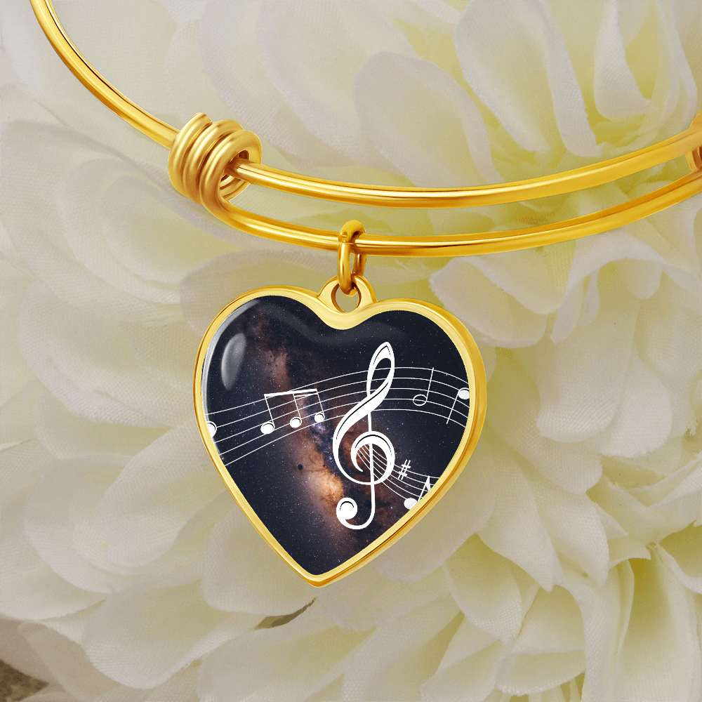 The Music Notes Bracelet - Personalizable With Engraving Option - Dark Night Galaxy