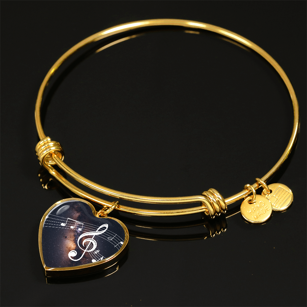 The Music Notes Bracelet - Personalizable With Engraving Option - Dark Night Galaxy