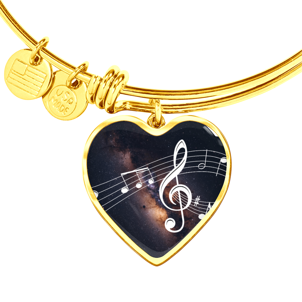 The Music Notes Bracelet - Personalizable With Engraving Option - Dark Night Galaxy