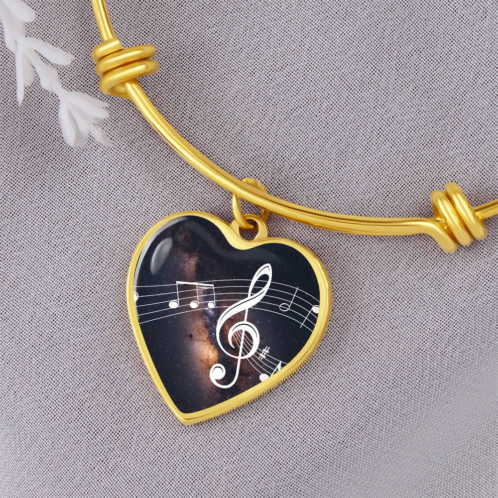 The Music Notes Bracelet - Personalizable With Engraving Option - Dark Night Galaxy