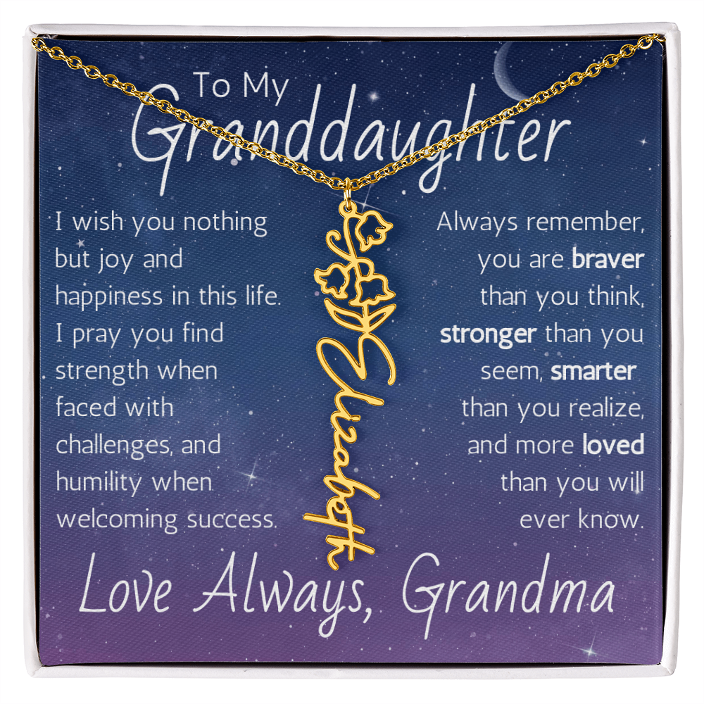 The Birth Flower Name Necklace - For Your Granddaughter