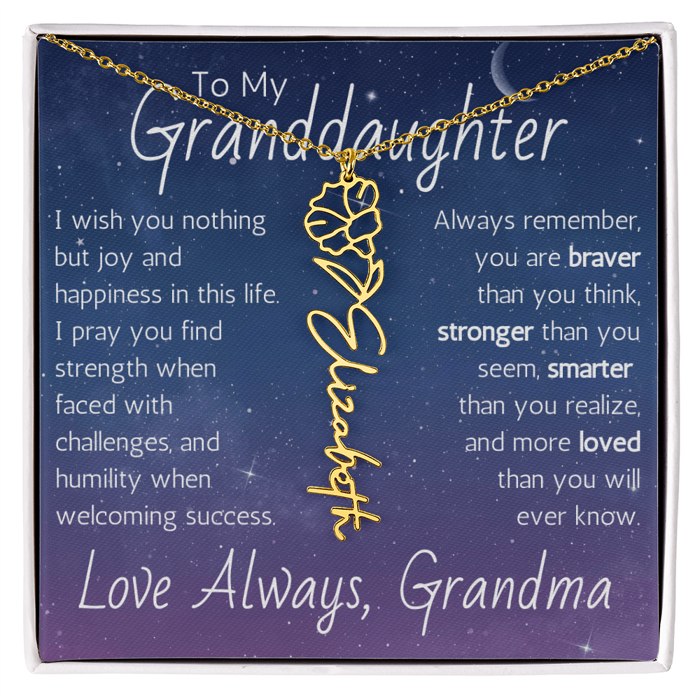 The Birth Flower Name Necklace - For Your Granddaughter