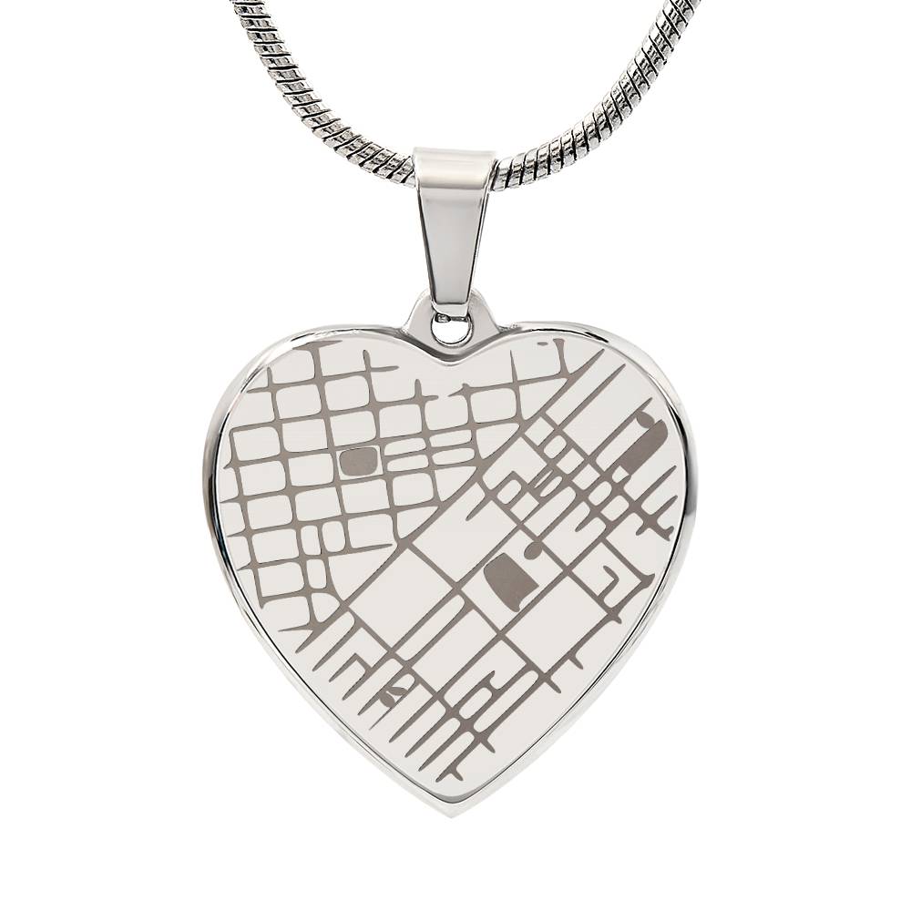 Our Special Place - Engraved Map Heart Necklace
