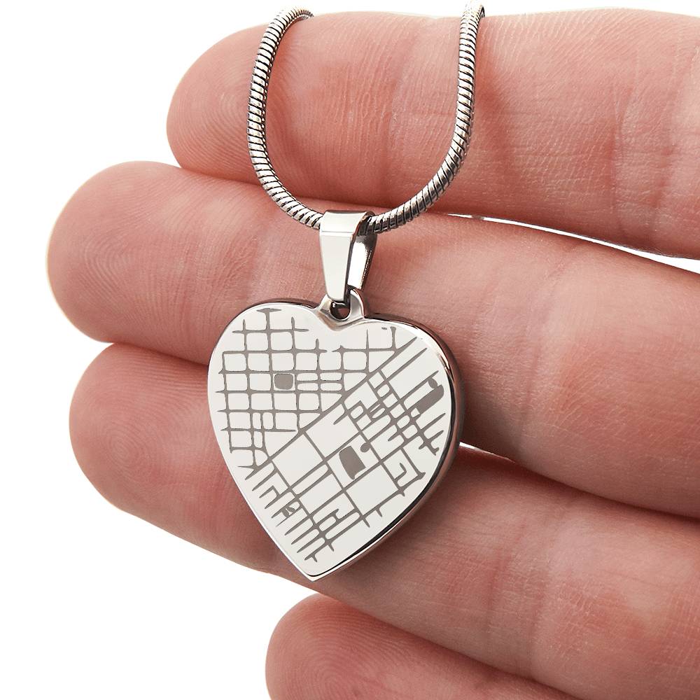 Our Special Place - Engraved Map Heart Necklace