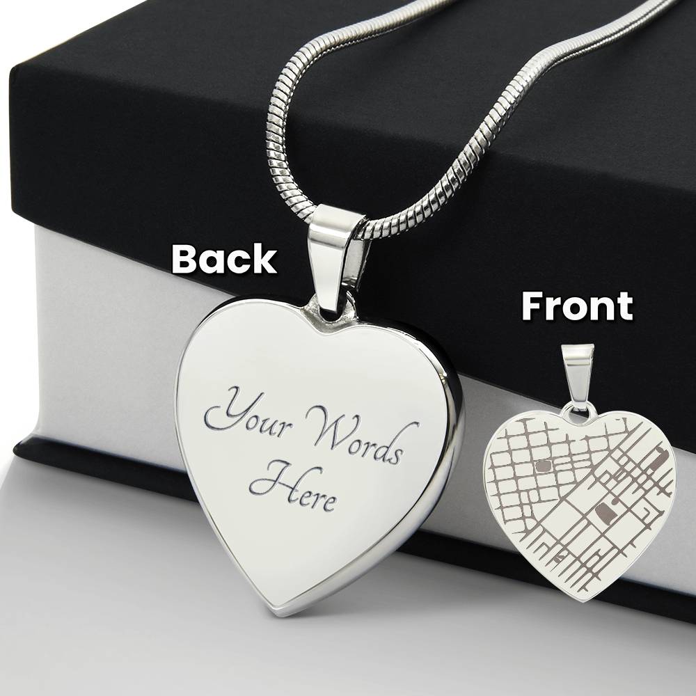 Our Special Place - Engraved Map Heart Necklace