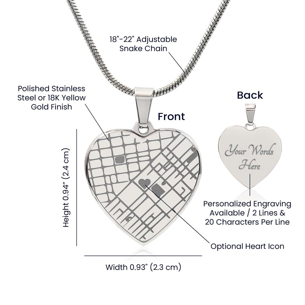 Our Special Place - Engraved Map Heart Necklace