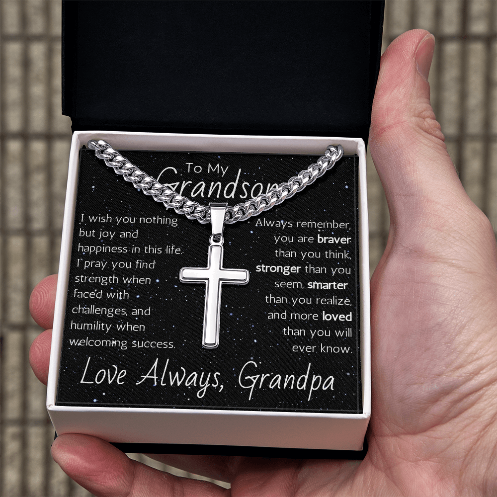 Artisan Cross For Grandson From Grandpa - Cuban Link Chain