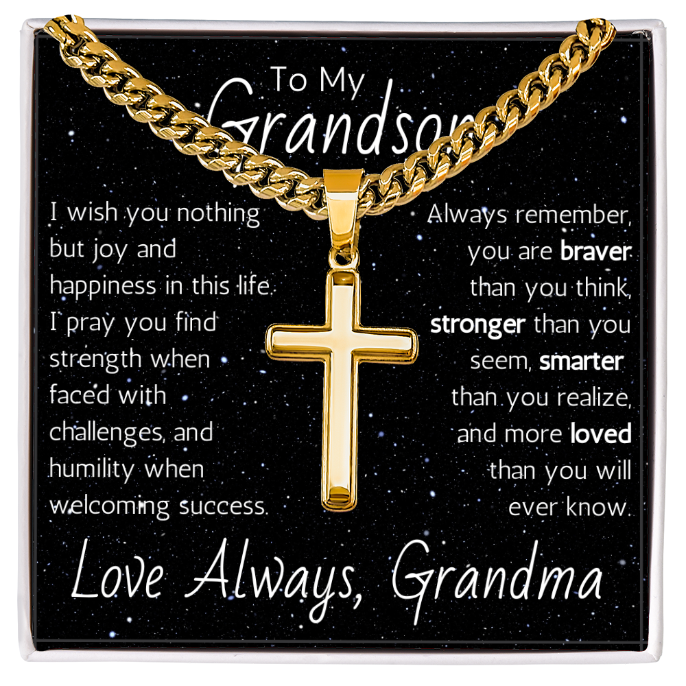 Artisan Cross For Grandson From Grandma - Cuban Link Chain