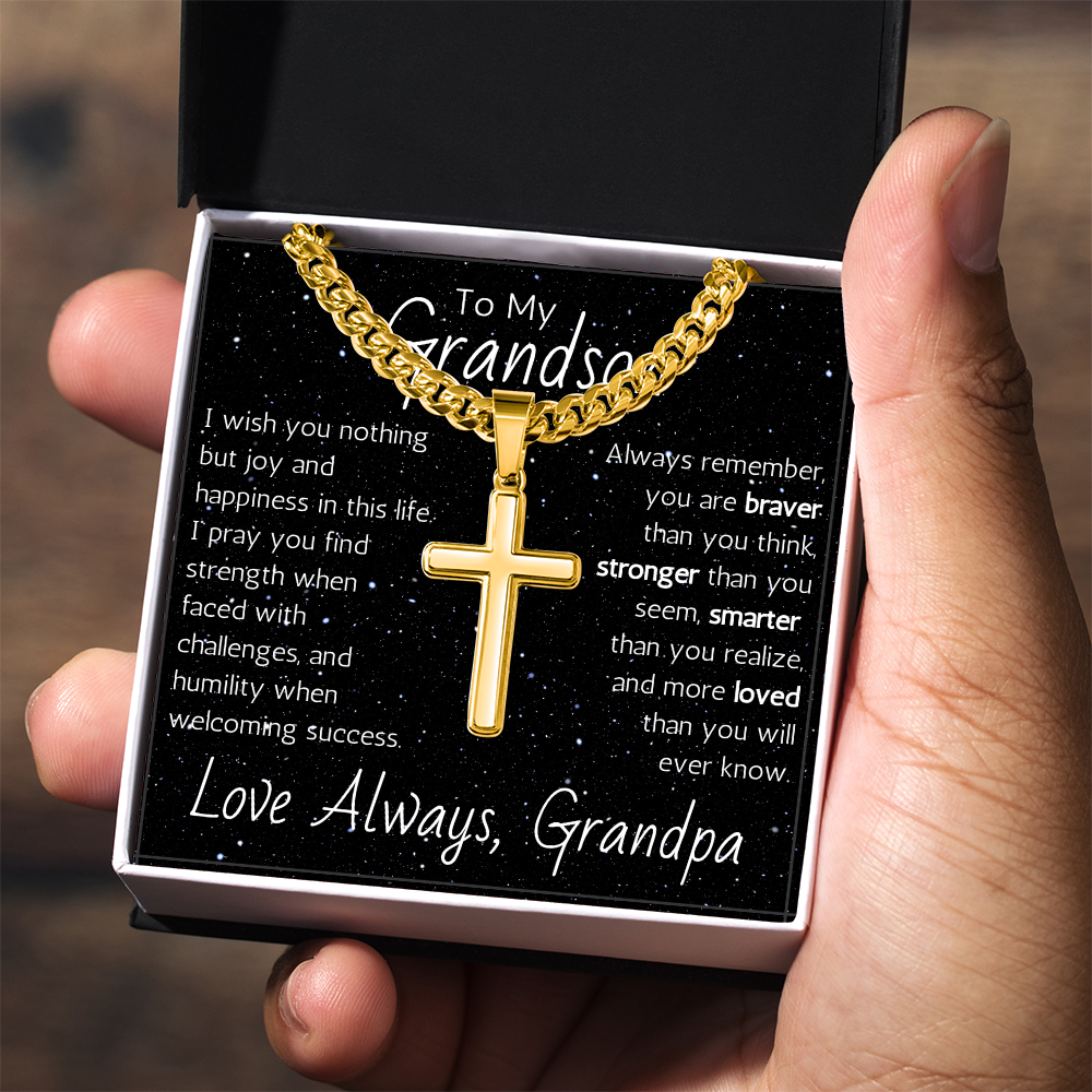 Artisan Cross For Grandson From Grandpa - Cuban Link Chain