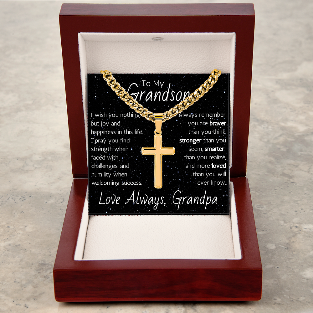 Artisan Cross For Grandson From Grandpa - Cuban Link Chain