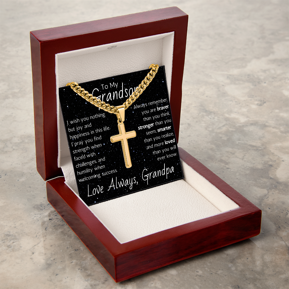 Artisan Cross For Grandson From Grandpa - Cuban Link Chain
