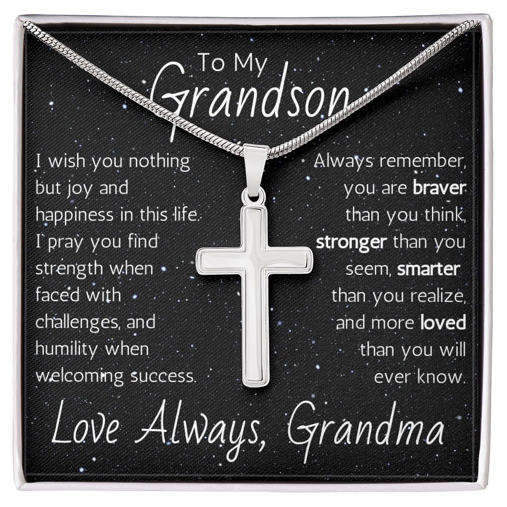 Artisan Cross For Grandson From Grandma - Snake Chain