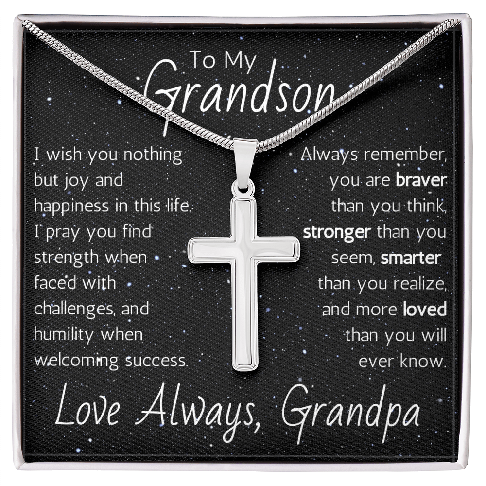 Artisan Cross For Grandson From Grandpa - Snake Chain