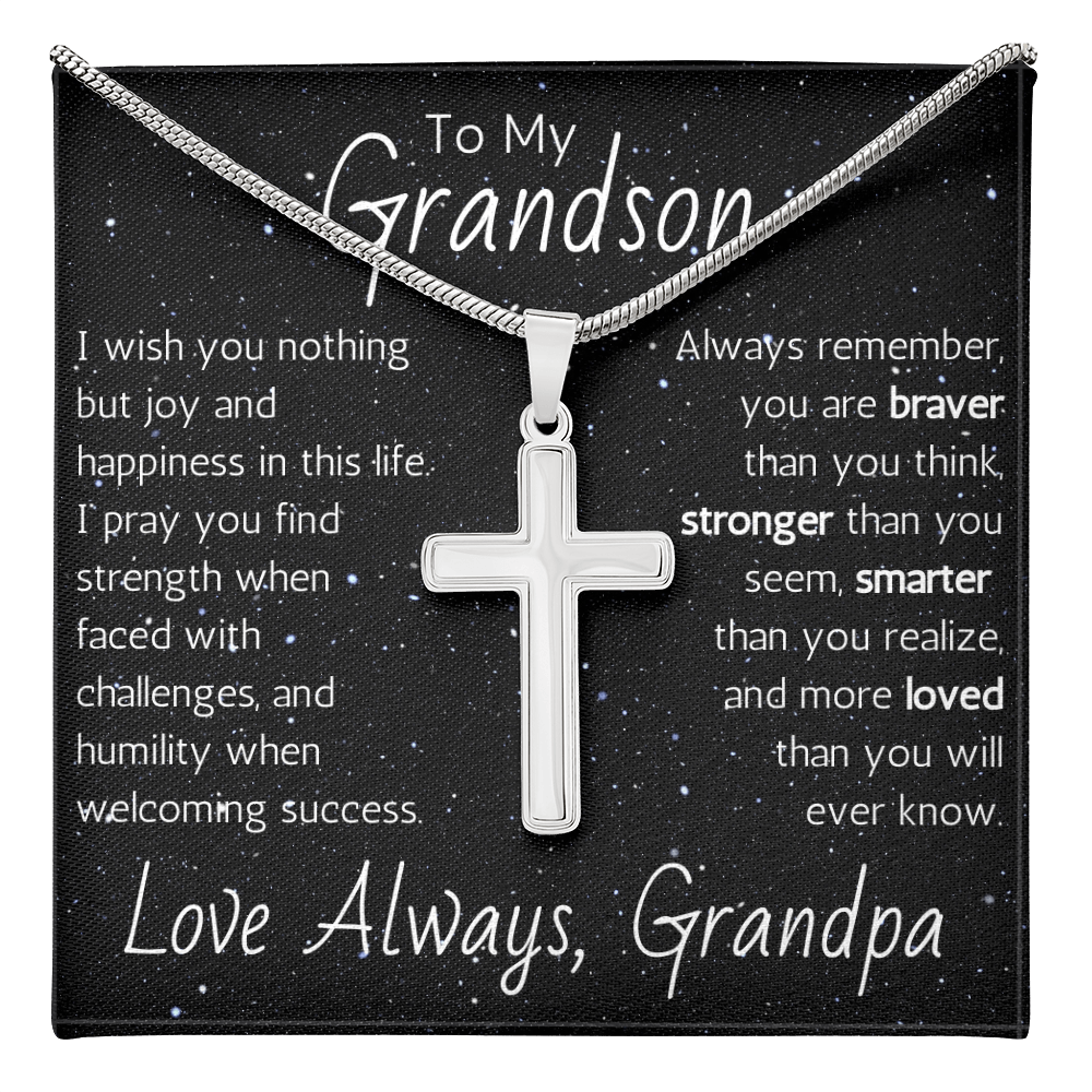 Artisan Cross For Grandson From Grandpa - Snake Chain