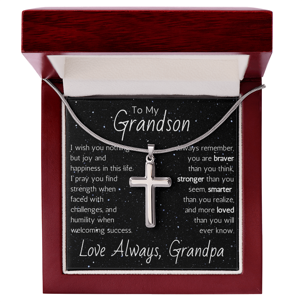 Artisan Cross For Grandson From Grandpa - Snake Chain