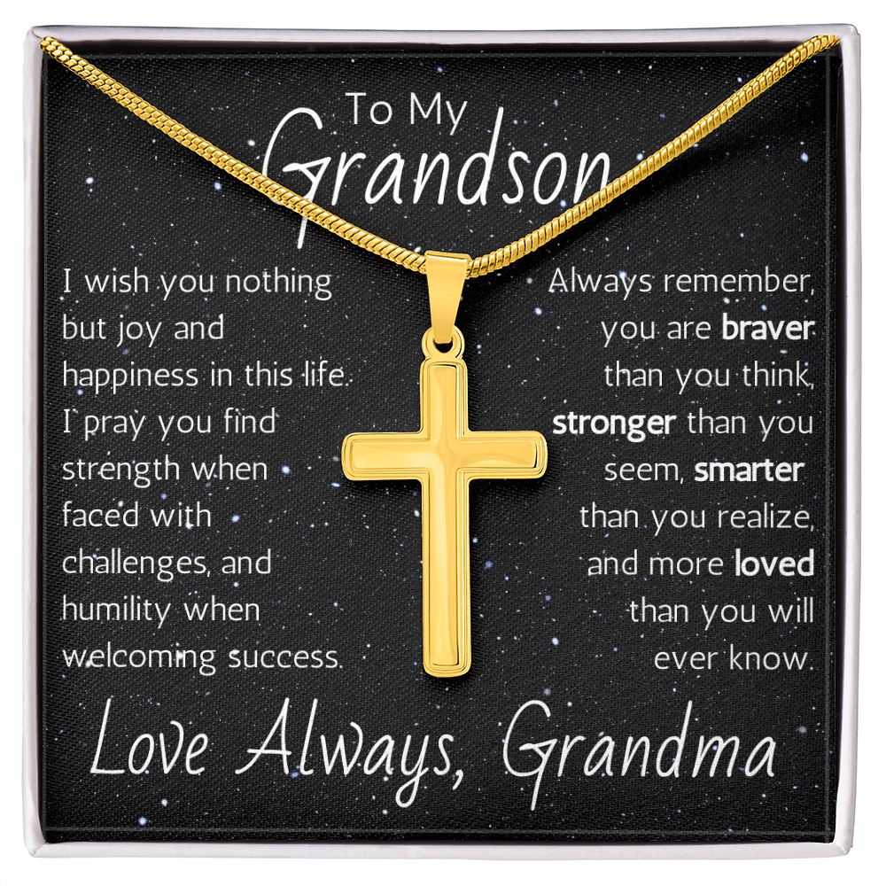 Artisan Cross For Grandson From Grandma - Snake Chain