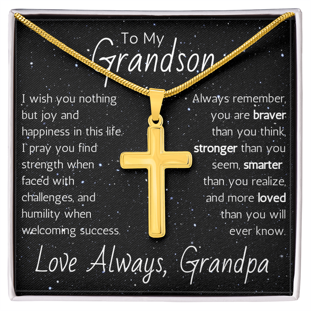 Artisan Cross For Grandson From Grandpa - Snake Chain