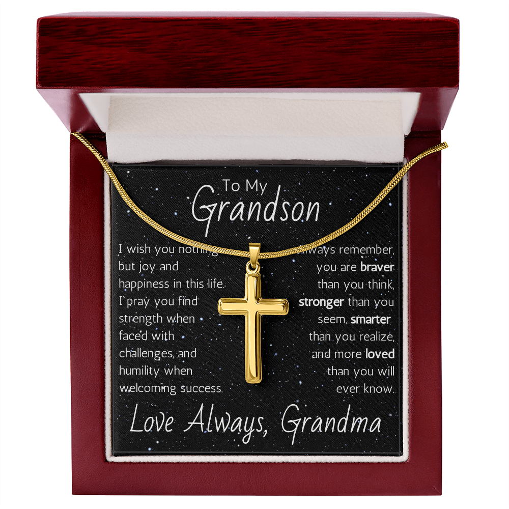 Artisan Cross For Grandson From Grandma - Snake Chain