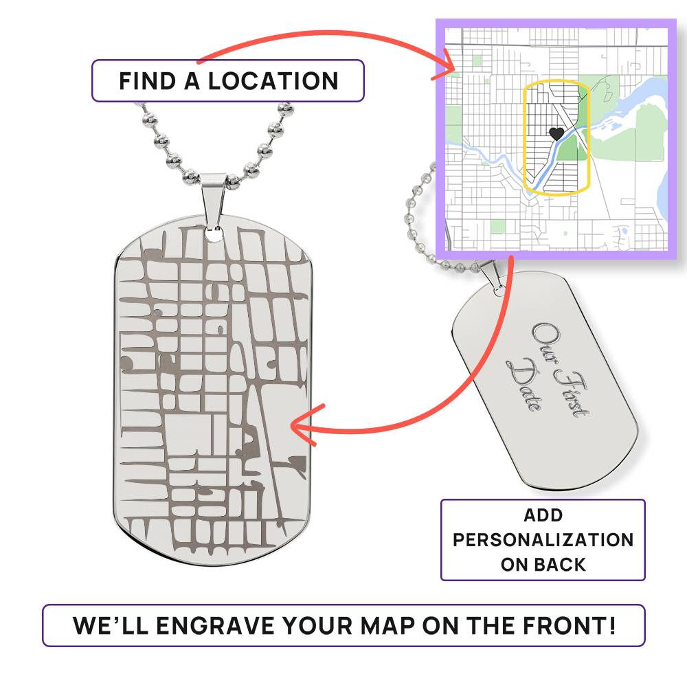 Our Special Place - Engraved Dog Tag Map Necklace